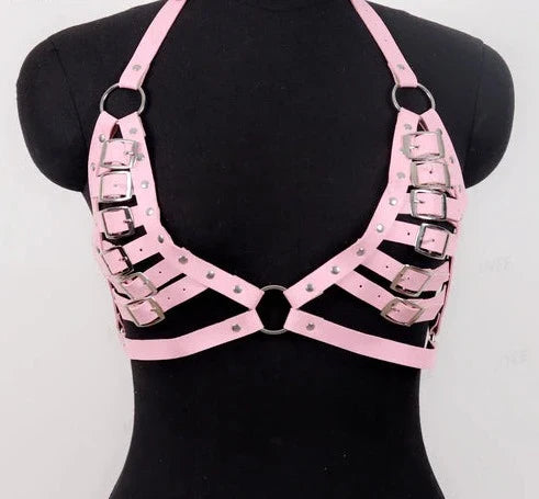 Leather Harness Bra