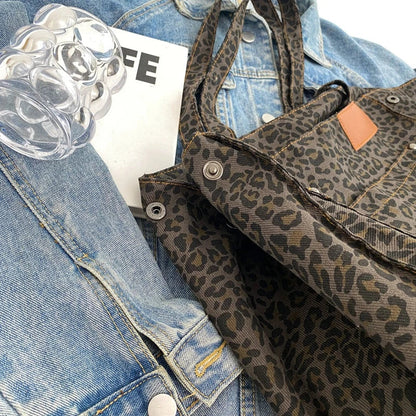 Oversized Leopard Print Shoulder Bag