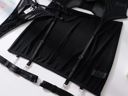 Ruffle Erotic Lingerie Transparent Lace Fancy Underwear Lifting Bolt Sensual Outfit Sheer Mesh Sissy Exotic Sets