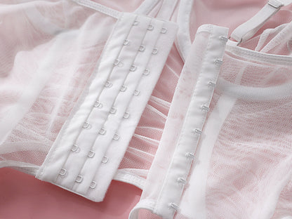 Ruffle Erotic Lingerie Transparent Lace Fancy Underwear Lifting Bolt Sensual Outfit Sheer Mesh Sissy Exotic Sets