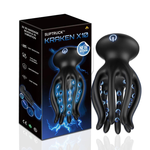 KRAKEN Suptruck™ X10 Unisex 360° Vibrator 32 Massage Beads & 10 Modes Hemiras