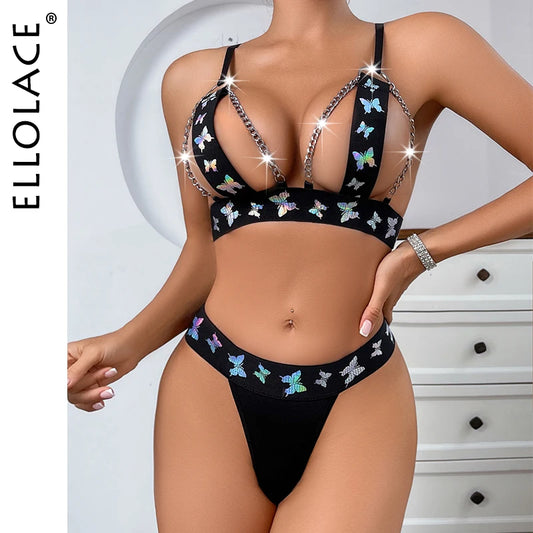 Butterfly Print Porn Erotic Lingerie Hollow Sexy Costume Sissy Underwear Fantasy Uncensored Hot Sex Bra Sets LACYMATE®