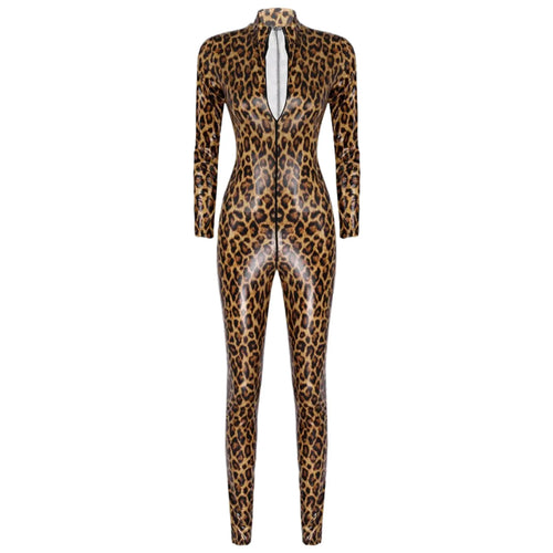 Leopard Print Leather Bodysuit