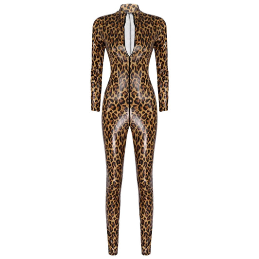 Leopard Print Leather Bodysuit