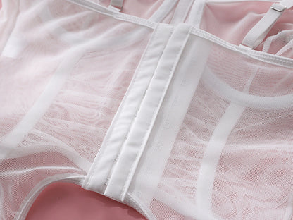 Ruffle Erotic Lingerie Transparent Lace Fancy Underwear Lifting Bolt Sensual Outfit Sheer Mesh Sissy Exotic Sets