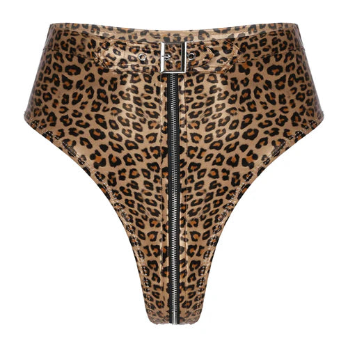 Leather Shorts with Open Crotch Lacy0301