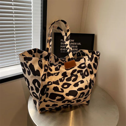 Oversized Leopard Print Shoulder Bag