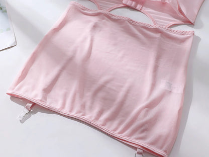 Ruffle Erotic Lingerie Transparent Lace Fancy Underwear Lifting Bolt Sensual Outfit Sheer Mesh Sissy Exotic Sets