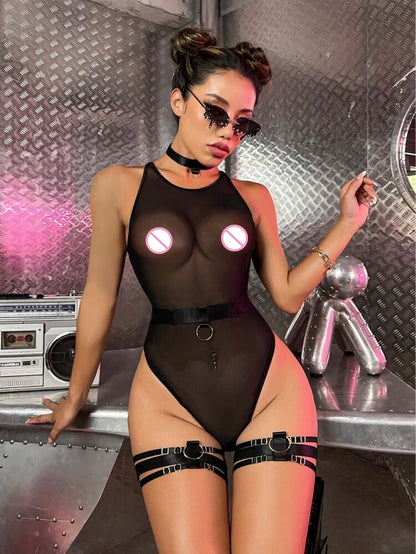 Sensual Lingerie Bodysuit Thong Sword Belt Erotic Transparent Teddy Bear Porno Exotic Costumes Tempt Babydoll