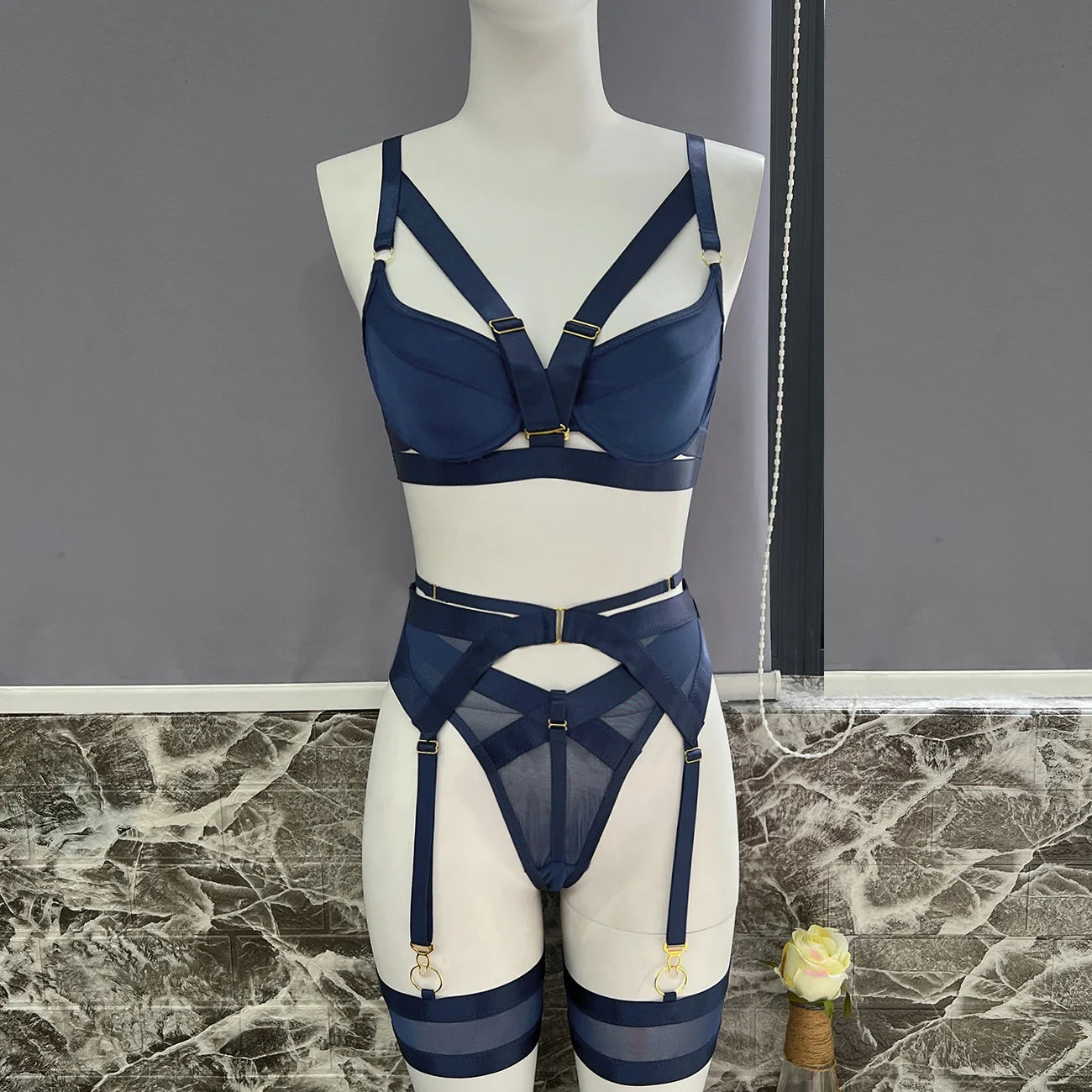 Sexy Lingerie For Fine Women Navy Blue Sex Suit See Through Crotchless LACYMATE Sexy Lingerie For Fine Women Navy Blue Sex Suit See Through Crotchless LACYMATE