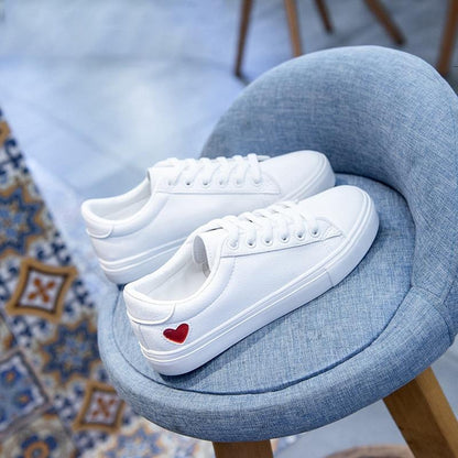 White Sneakers  with Heart shape