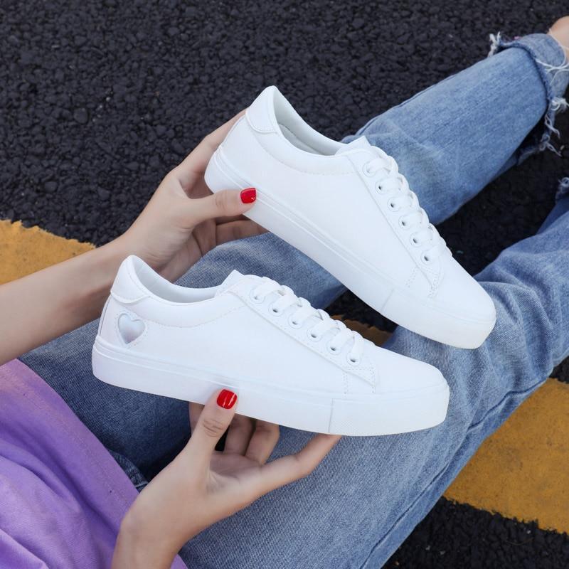 White Sneakers  with Heart shape