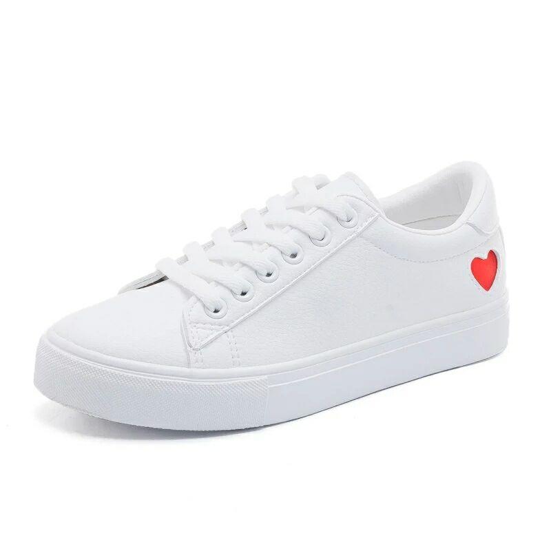 White Sneakers  with Heart shape