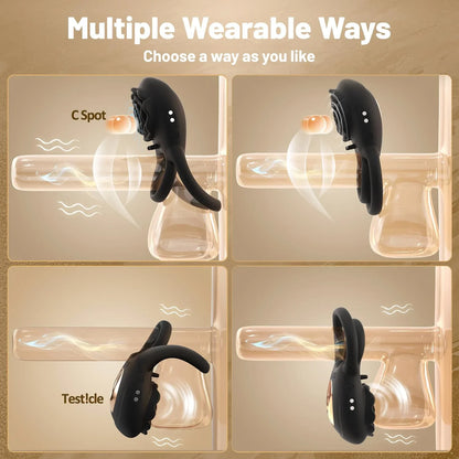 💥2026, Rose Clit Stmulator & Vibrating Cock Ring Sex Toy For Couples