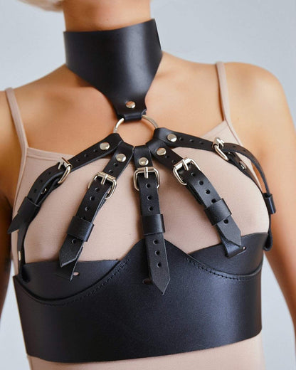 Leather bra with choker Aurora