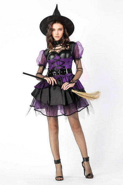 Purple Pentagram Witch Halloween Costume Silea