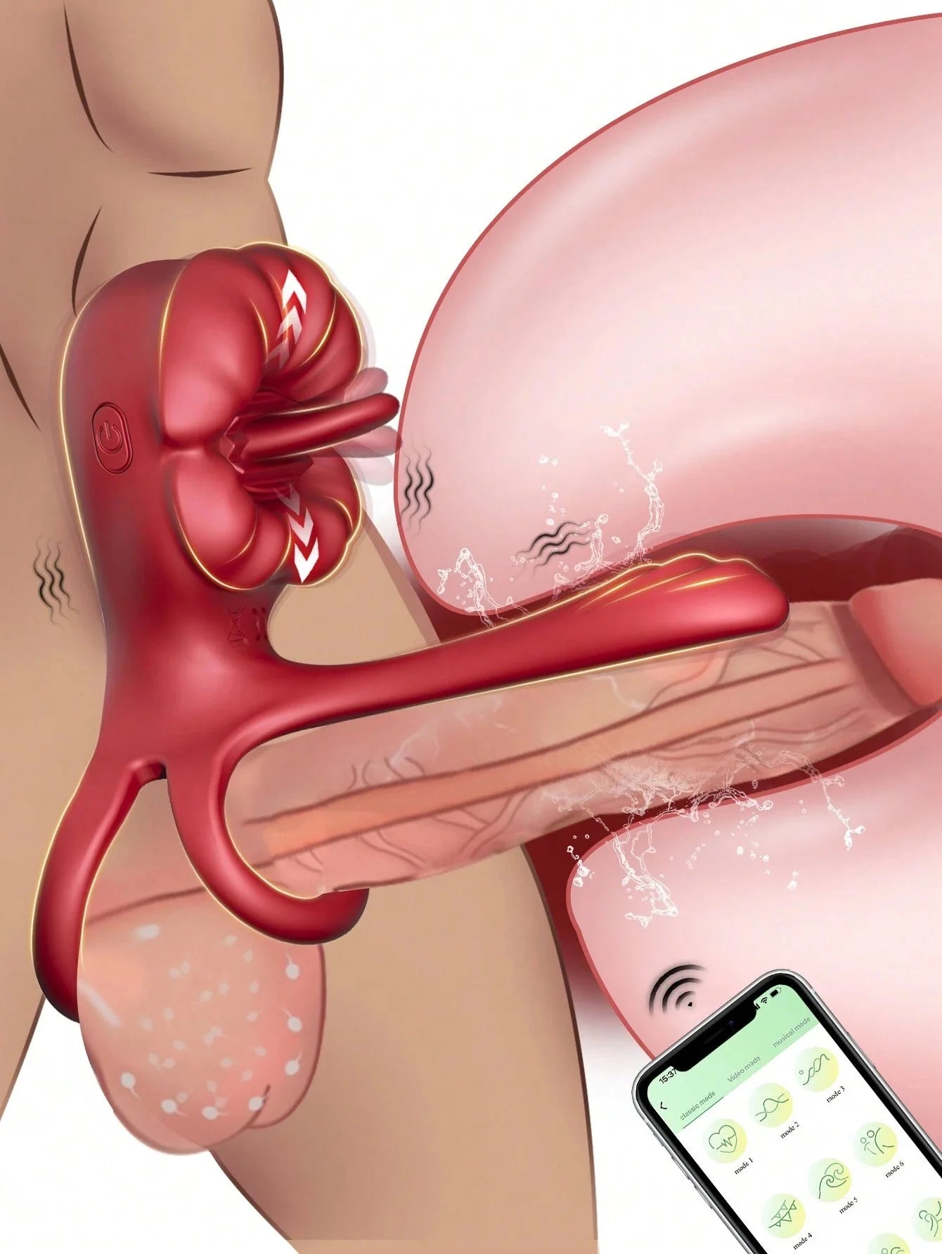 💥2025 KissMaster, Penis Ring for Men, Silicone Waterproof Couples Vibrator Nighty