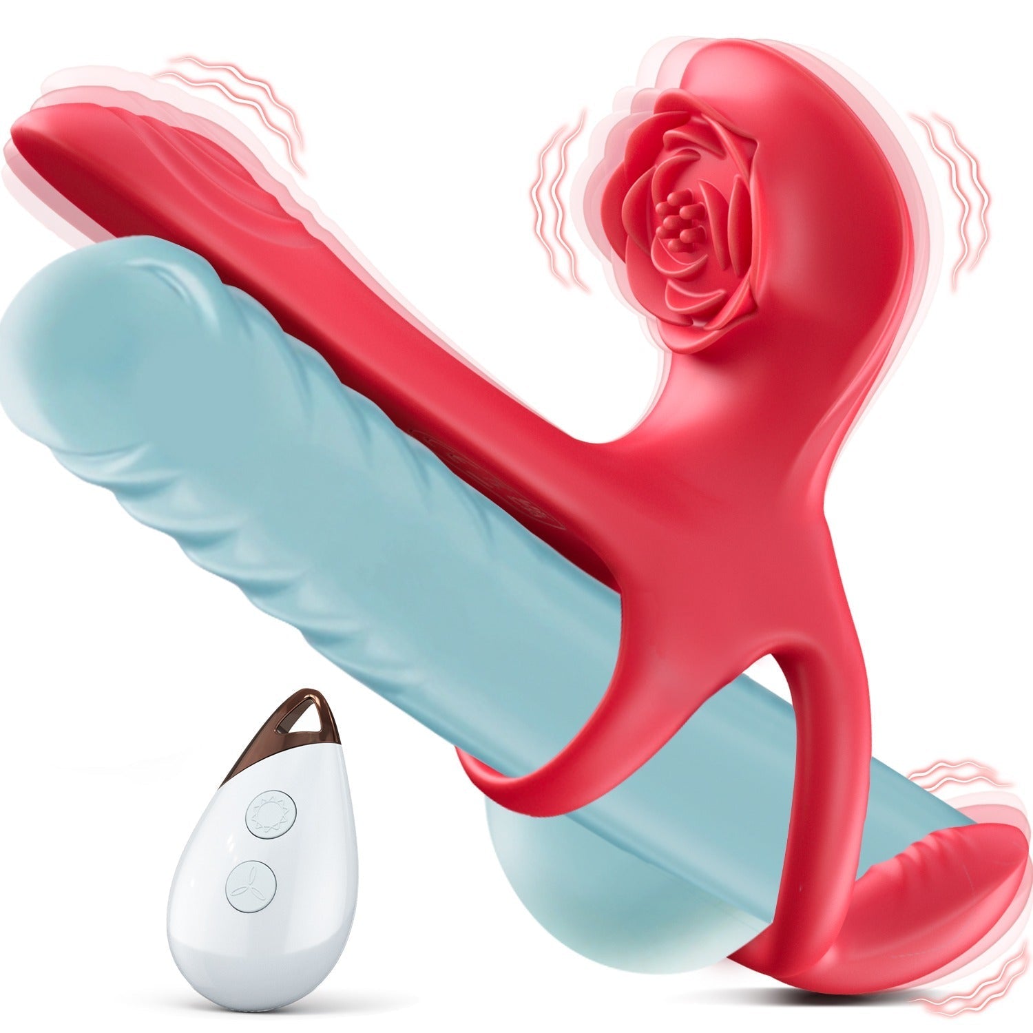 💥2025 NEW ROZY - Vibrating Cock Ring Couple Sex Toys Male Sexual Toy With 5 In 1 Stimulator Nighty