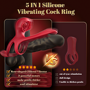 💥2025 NEW ROZY - Vibrating Cock Ring Couple Sex Toys Male Sexual Toy With 5 In 1 Stimulator Nighty
