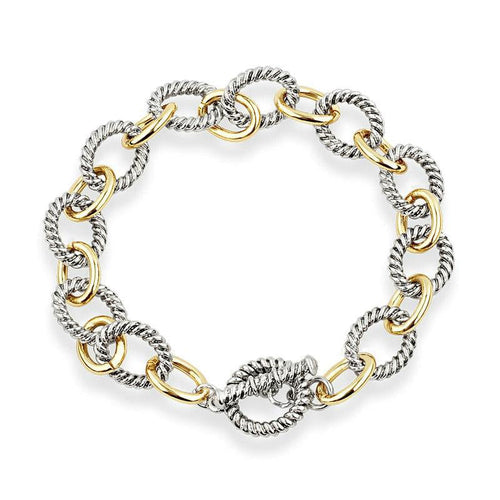 Gold Silver Mix Circle Link Chain Hand-twisted Toggle Clasps Bracelets