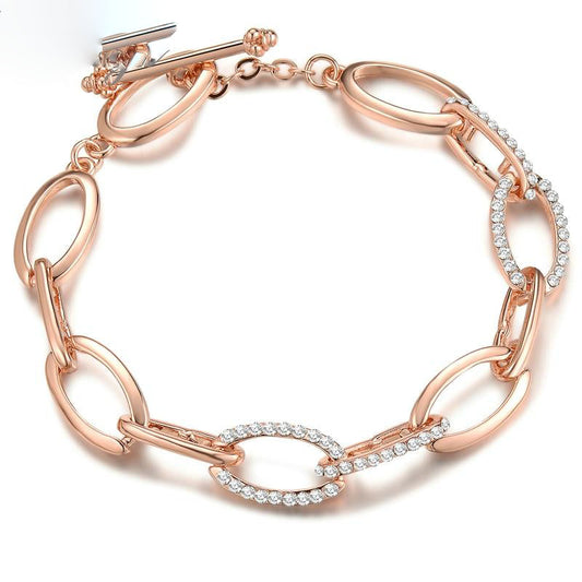 Rose Gold Link Chain Bracelets Invisible Setting Crystal Bracelets