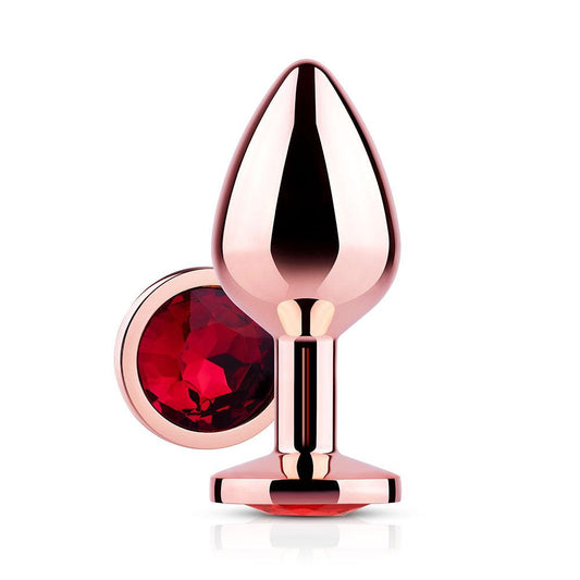 Red Gem Rose Gold Metal Butt Plug Honey Play Box